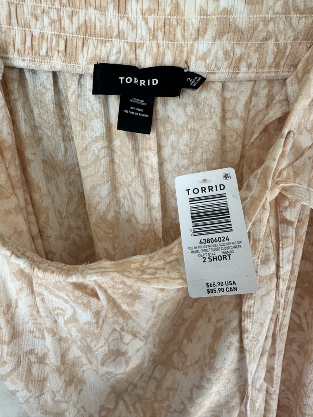 NWT Torrid Wide Leg Washable Gauze High Rise Pants - Animal Swirl 2 Short - Picture 5 of 5
